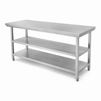 Table de travail en acier inoxydable 304 robuste avec étagère inférieure, facile à nettoyer, structure stable, pour la préparation culinaire