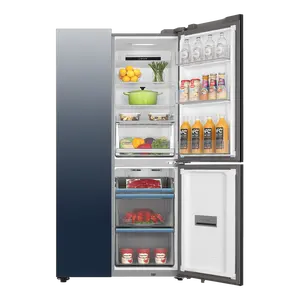 Fashion new design side by side door 3-door refrigerator with digital controller