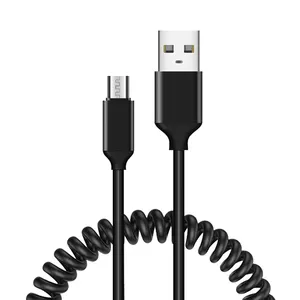 Dongguan Guangying Strong Toughness Micro USB Cable Spring Spiral USB 2.0 Male to Micro B Male Charging Data Cable