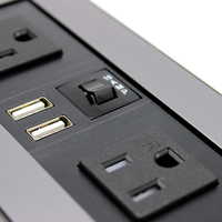 Multiprise de bureau encastrable avec protection contre les surtensions, prise américaine, ports USB et interrupteur