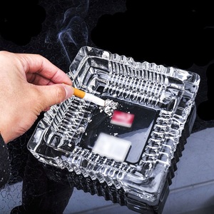 Crystal Glass Square Ashtray Large And <b>Small</b> Sizes For Living Room <b>Office</b> Guest Room Use - Product Image 3