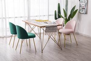 Clásico <span class=keywords><strong>Nike</strong></span> Zupanc diseñador de muebles de comedor de Metal de oro las piernas diseño moderno restaurante tela de terciopelo azul Silla de comedor - Product Image 4