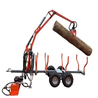 Remorque forestière pour ATV de petite ferme et exploitation forestière de 1,5 tonne avec grue de 3,4 m et groupe motopropulseur pour le chargement de bois