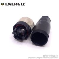 Connecteur femelle droit en plastique automobile EnerGiz Electronics M12 à code A, 4 broches, avec placage or cuivre, 4A 250V