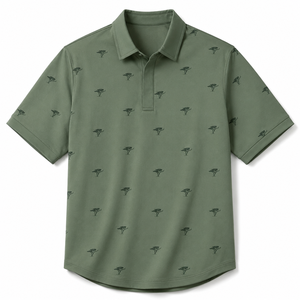Polo de Golf Verde para Hombre con Logotipo Personalizado, Estampado de Árboles, Manga Corta, Tejido de Punto de Secado Rápido, Corte Regular - Product Image 2