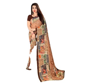 Nouveau dernier et tendance vêtements décontractés soie imprimé Saree avec chemisier pièce indien dames femmes portent des prix bas en gros Surat. Alphanumero - Product Image 1