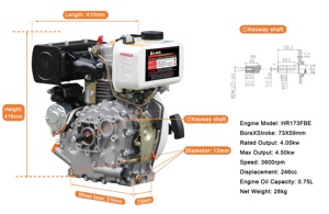 Hiearns DG2500 2KVA充電式220ボルト発電機1.5KW <span class=keywords><strong>2KW</strong></span> 3KWディーゼルオープンタイプHR173FBエンジン小型発電機 - Product Image 3