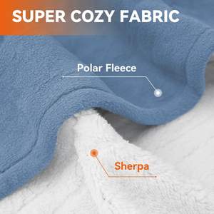 Manta Térmica Azul de Sherpa y Polar de 62"x 84" con 10 Niveles de Calefacción y Apagado Automático de 12 Horas - Product Image 5
