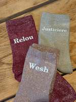 Chaussettes Quotidiennes Tricotées Scintillantes pour Femmes, Personnalisées, à Paillettes, Effet Métallique, Dorées et Argentées, en Fil Lurex, Style Slouch