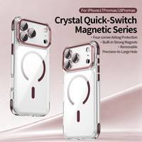 Coque de protection magnétique transparente pour objectif détachable pour iPhone 18/17 Pro Max, compatible avec iPhone 18/17 Pro 16 15 14 13