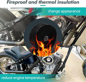 배기 열 차단 랩 롤 <span class=keywords><strong>2</strong></span>인치 X 50야드 (5cm X 15m) 블랙 유리섬유 열 차폐 테이프 스테인리스 타이즈 오토바이 자동차 트럭용 - Product Image 5