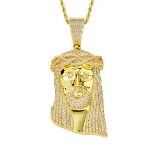 Btfbes-collier pendentif de style Hip-Hop pour homme, bijoux, avec pierre CZ AAA glacé, pièce de jésus, vente directe