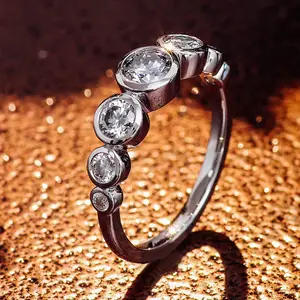Gradient Size Gray Moissanite Engagement Ring Men Bezel Setting With Round Brilliant Cut VVS Loose Diamond