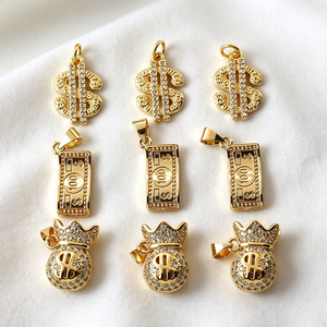 Ciondoli <span class=keywords><strong>Portafortuna</strong></span> in Oro con Strass a Forma di Dollaro, Banconota e Sacchetto della Ricchezza per Bracciali e Collane Fai da Te, Accessori Gioielli <span class=keywords><strong>Portafortuna</strong></span> - Product Image 4