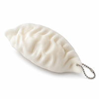 Porte-clés jouet sensoriel anti-stress en TPR blanc, forme dumpling, pour enfants et adolescents de 14 ans et plus, avec chaîne à perles