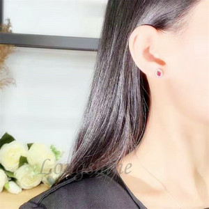 Della pietra preziosa Dei Monili 18K Oro Reale di Cerimonia Nuziale Orecchini di Rubino e Diamante Naturale Orecchini Della Vite Prigioniera - Product Image 5