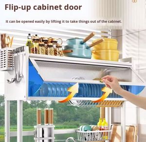 <b>Kitchen</b> Accessories Rack Carbon Steel for Flip Cover Countertop Dish <b>Storage</b> Rack Chopsticks Holder Sink Draining Tableware - Product Image 2
