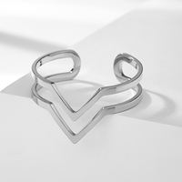 Myshape Nouvelle Bague Géométrique Simple Double V pour Femme en Acier Inoxydable, Bagues Ouvertes Minimalistes, Bijoux Tendance 2022, Cadeau
