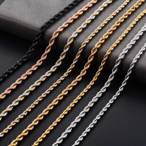 สร้อยคอเชือกเกลียวสแตนเลส 5 สี สำหรับผู้หญิงผู้ชาย สีดำ/เงิน/ทอง ชุบเคลือบ สไตล์โชคเกอร์ เครื่องประดับแฟชั่นโลหะ - Product Image 1