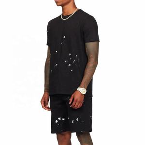 Sérigraphie personnalisée Survêtement unisexe à manches courtes en coton pour hommes 2 pièces <span class=keywords><strong>Ensemble</strong></span> court d'été <span class=keywords><strong>Ensemble</strong></span> t-shirt et <span class=keywords><strong>short</strong></span> uni - Product Image 3