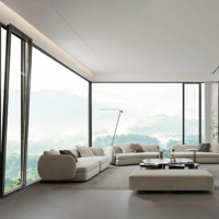 Ventana Abatible de Aluminio Premium, Diseño Minimalista para Villa, Aleación 6005A-T6, Vidrio Templado CSG Aislado Multicavidad, Herrajes HOPO