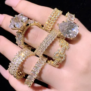 Grosir harga bagus kustom emas putih 925 perak murni cincin wanita mode cincin uniseks