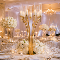 Magnifique candélabre en cristal doré à 8 bras, bougeoirs en verre faits à la main, décoration classique pour mariage, salle à manger, banquet