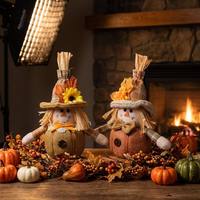 Épouvantail artisanal en forme de tournesol et d'érable - Mini pendentif poupée citrouille d'automne - Décoration de maison pour Thanksgiving en gros
