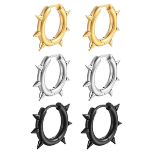 Trendy Geometric Stainless Steel Stainless Steel 18K Gold Plated Black Silver <b>Post</b> Twisted Circle - Product Image 6