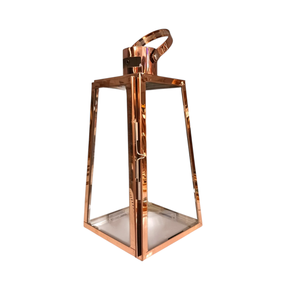 Lanterne en métal évasée couleur cuivre, hauteur 27 cm. - Product Image 1