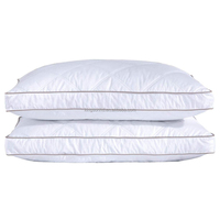 Oreillers de luxe en duvet d'oie, taille Queen, lot de 2, housse en coton, avec soufflet, style hôtelier, soutien cervical, design ondulé, pour dormeurs sur le dos/le ventre