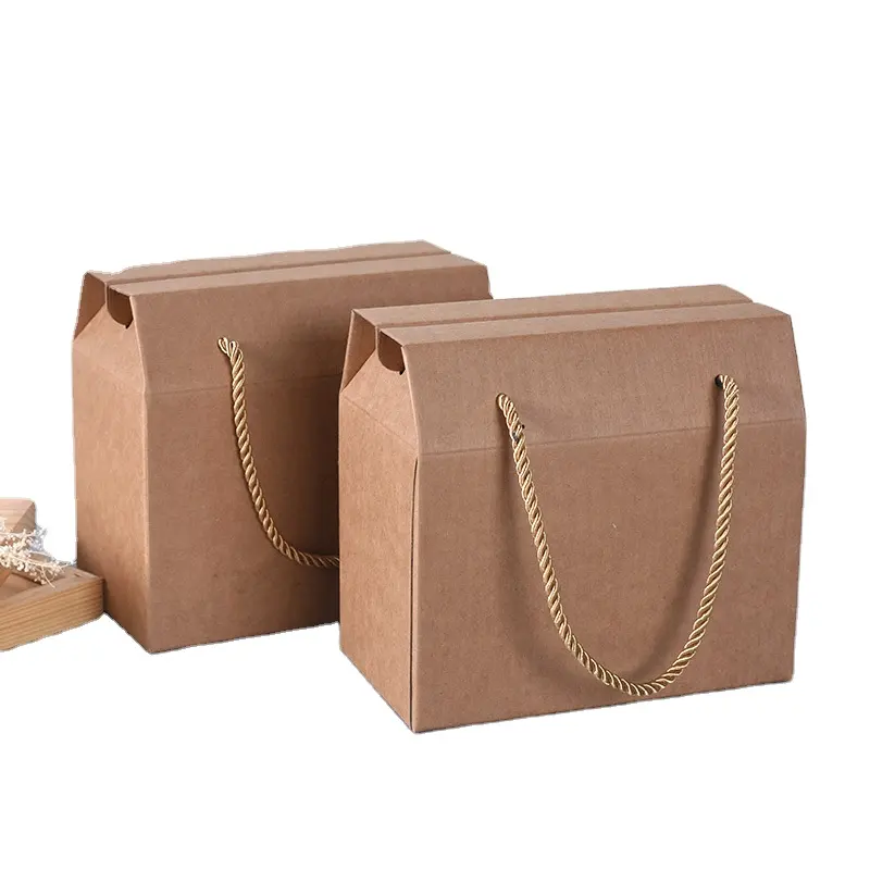Kraft Corrugated Cardboard Dry Fruit Packaging Gift Box Fruit Packing Paper Box Packaging Boxes With Handle