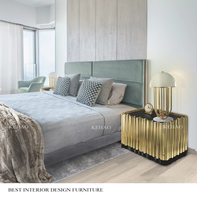 Fabricant Kehao Table de chevet de luxe en acier inoxydable doré Tables de chevet pour chambres à coucher Table de chevet pour chambre à coucher