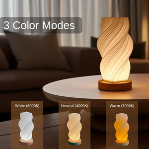 LED 3D Vase Night <b>Light</b> USB Rechargeable Wooden Base Table Lamp Warm <b>Light</b> Adjustable for Indoor Bedroom Decoration Bedside Lamp - Product Image 3