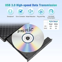 Lecteur de DVD-ROM externe USB de type plateau mince, lecteur de CD/VCD/DVD, cache de 2 Mo pour ordinateur portable/ordinateur portable/PC/ordinateurs de bureau, prise en charge de DVD+RW