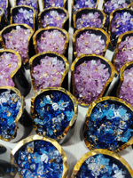 Bougies en cristal de guérison colorées pot de cire de soja feuille d'or bougies parfumées aromatiques d'aromathérapie de luxe