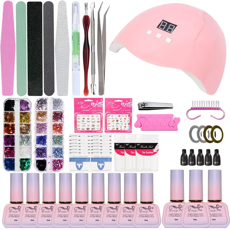MEETNAIL kit unha em gel completo 15ml acrylic nail kit with led lamp OEM manicure set kit profesional