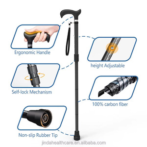 Canne télescopique en fibre de carbone, 4 sections, avec patins antidérapants, aide à la marche personnalisée pour personnes âgées - Product Image 2