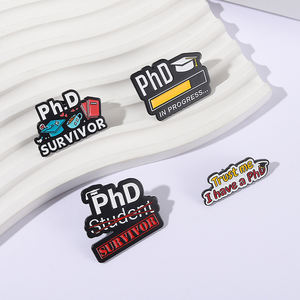 Sming Pins Phd Survivor in Progress Esmalte Pin Trust Me I Have a Phd Student Broches Insignia de solapa Joyería de temporada de Graduación - Product Image 1