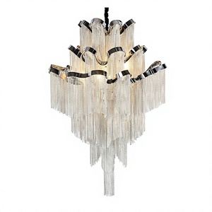 Lustre à chaîne à pampilles de style Empire français de 24 pouces pour salle à manger/salon, chambre, bureau, hall d'entrée - Product Image 1