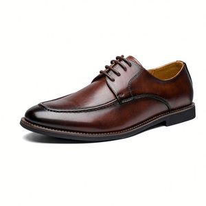 Chaussures en cuir pour hommes, en cuir véritable, décontractées, à lacets, mocassins, style britannique, Oxfords, basses, respirantes - Product Image 1