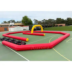 Precio barato coche de parachoques inflable carrera de aire inflable Speedway Go Kart pista de carreras inflable Go Kart pista de carreras