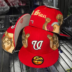 定制男士6面板经典原创时代套装棒球帽高品质复古平檐封闭戈拉斯豹纹牛津 - Product Image 6