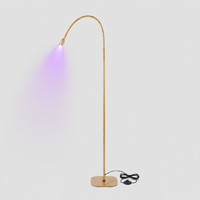 Lámpara UV para Pestañas con Soporte de Pie, 6W, Potencia Ajustable, Luz LED UV de 395-400nm para Curado de Extensiones de Pestañas, con Pedal Silencioso