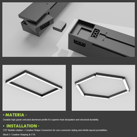 270 °   Luminaire linéaire LED rotatif à connexion modulaire, disposition géométrique, éclairage de magasin, suspension au plafond, lampe suspendue pour bureau