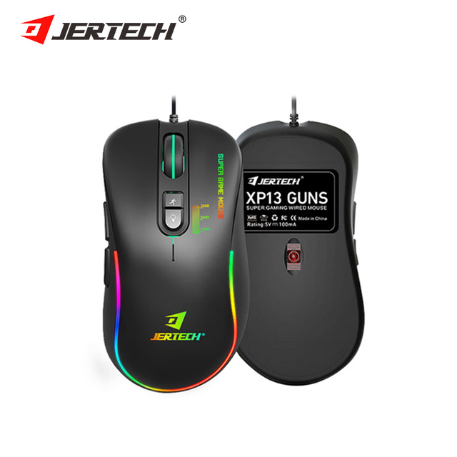 JERTECH XP13 Ergonomic 7D Chromatic RGB  Wired Optical Gaming Mouse  PC Laptop Book Gamer Mouse