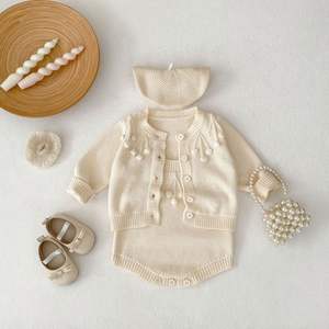 Engepapa Herbst Baby Kleidung Baumwolle Mädchen Strick Cardigan Mantel Stram pler 2 Pcs Set Mode Baby Jacken - Product Image 2