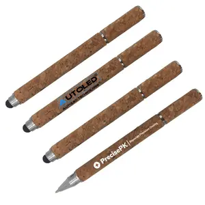 Mini stylo eco-friendly recycled wheat straw eco cork ball pen touch with cap