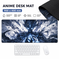 Tapis de souris XXL personnalisé en caoutchouc, motif dessin animé anime abstrait, tapis de bureau gaming avec bords cousus, imperméable pour ordinateur