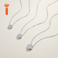 Magnifique collier ras du cou pour femme en argent 925 plaqué rhodium, orné de moissanite en forme de fleur porte-bonheur, micro-pavé de haute qualité